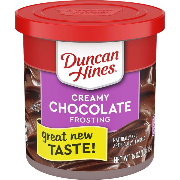 Duncan Hines Creamy Chocolate Frosting Cans 16 Ounce Size - 8 Per Case.