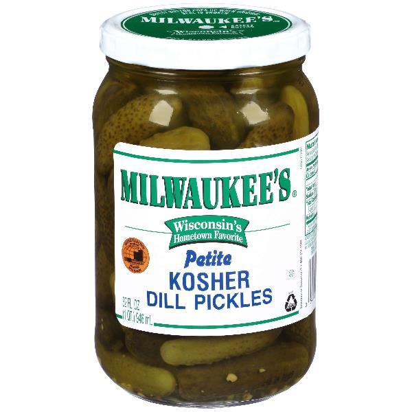 Milwaukee's Petite Kosher Dill Pickles 32 Fluid Ounce - 12 Per Case.