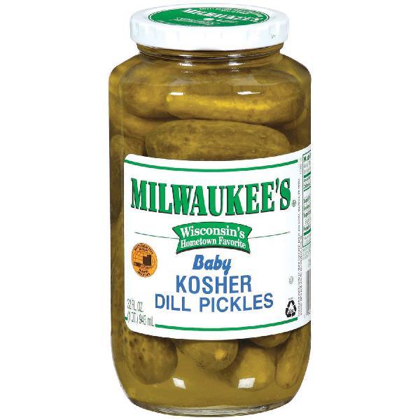 Milwaukee's Baby Kosher Dill Pickles 32 Fluid Ounce - 12 Per Case.