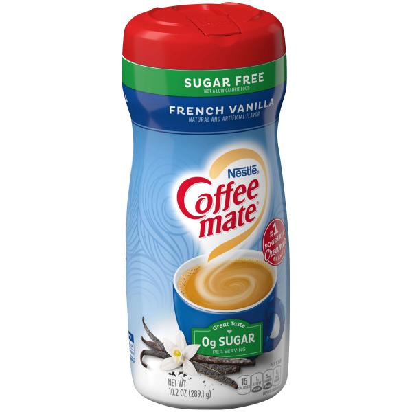 Nestle Coffee Mate Creamer Sugar Free Frenchvanilla 10.2 Ounce Size - 6 Per Case.