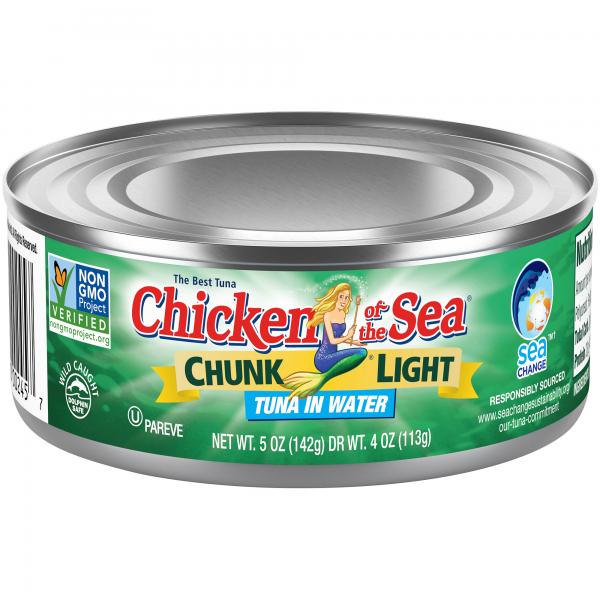 Chicken Of The Sea Chunk Light Tuna In Water 5 Ounce Size - 48 Per Case.