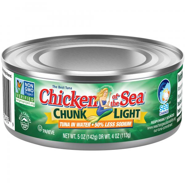 Chicken Of The Sea Chunk Light Tuna In Water% Less Sodium 5 Ounce Size - 24 Per Case.