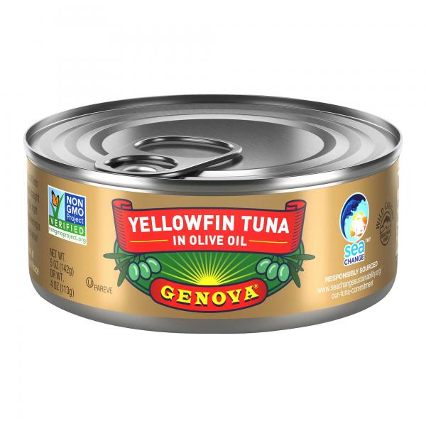 Genova Yellowfin Tuna In Olive Oil Cans 5 Ounce Size - 24 Per Case.