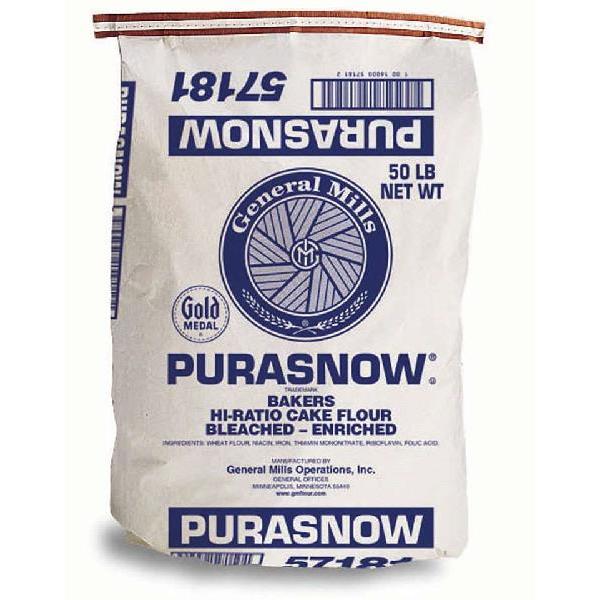 Gold Medal™ Purasnow™ Hi Ratio Cake Flour Bleached Enriched 50 Pound Each - 1 Per Case.