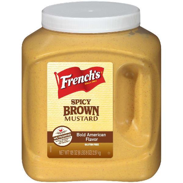 French's Brown Mustard Bold N Spicy Plastic Jug 105 Ounce Size - 4 Per Case.