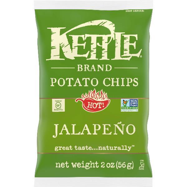 Kettle Brand Potato Chips Jalapeno Kettle Chips Snack Bag 2 Ounce Size - 6 Per Case.