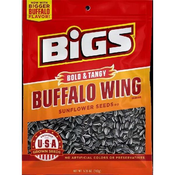 Bigs Buffalo Wing Sunflower Seeds Keto Friendly Snack Low Carb Lifestyle Bag 5.35 Ounce Size - 12 Per Case.