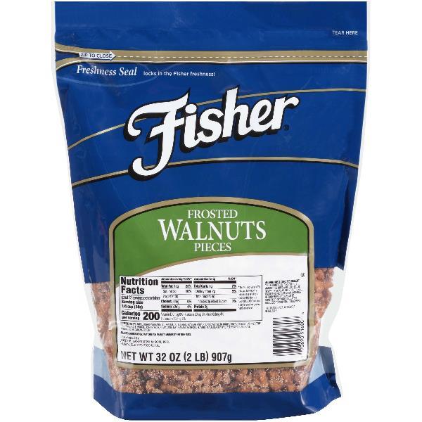 Fisher Frosted Walnut Pieces 32 Ounce Size - 3 Per Case.