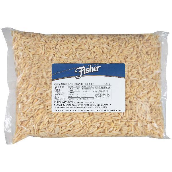 Fisher Blanched Slivered Almonds 5 Pound Each - 1 Per Case.