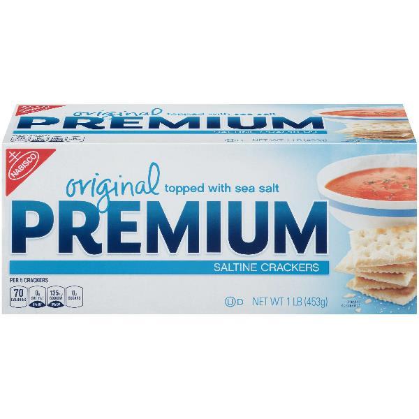 Premium Saltine Crackers Original 16 Ounce Size - 12 Per Case.