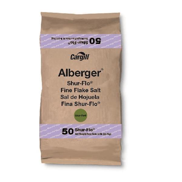 Cargill Alberger Shur Flo Fine Flake Salt 50 Pound Each - 1 Per Case.