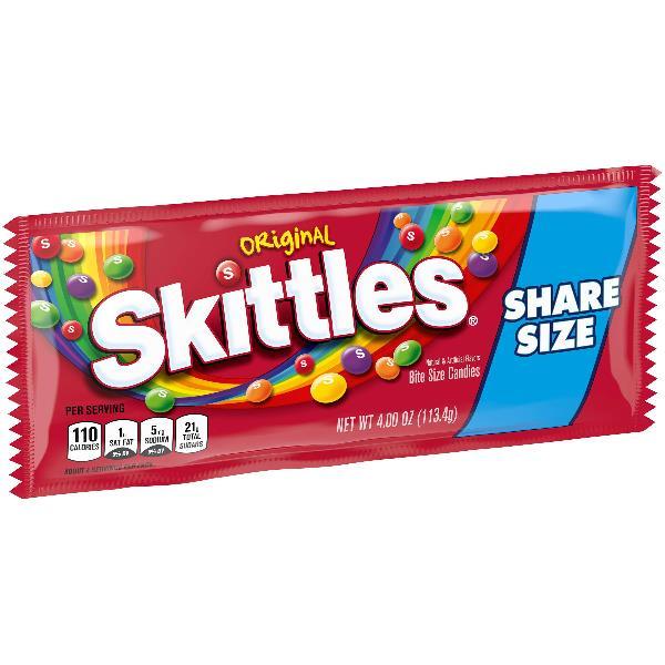 Skittles Original Fruit Tear And Share Count 4 Ounce Size - 144 Per Case.