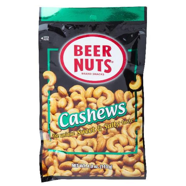 Beer Nuts Value Cashew 4 Ounce Size - 48 Per Case.