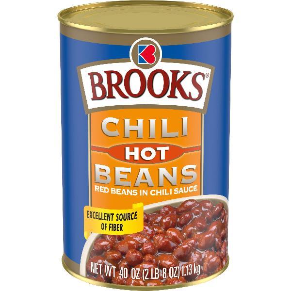 Brooks Chili Beans Canned Red Beans In Chilisauce Hot Flavor 40 Ounce Size - 12 Per Case.