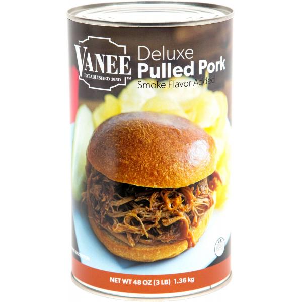 Deluxe Pulled Pork In Pork Broth Smoke Flavor Added 48 Ounce Size - 6 Per Case.