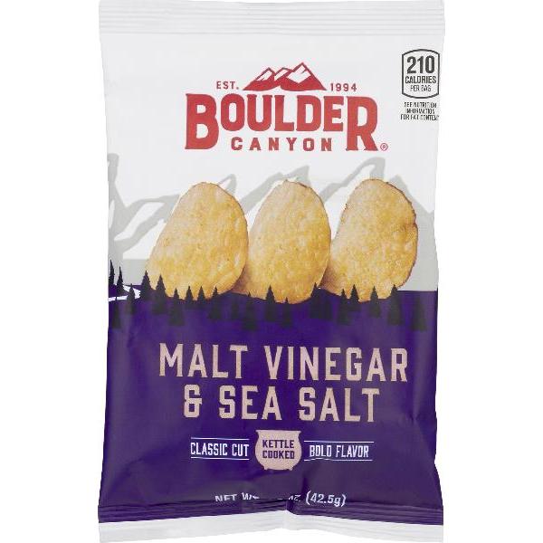 Boulder Malt & Vinegar Kettle Chip 1.5 Ounce Size - 55 Per Case.