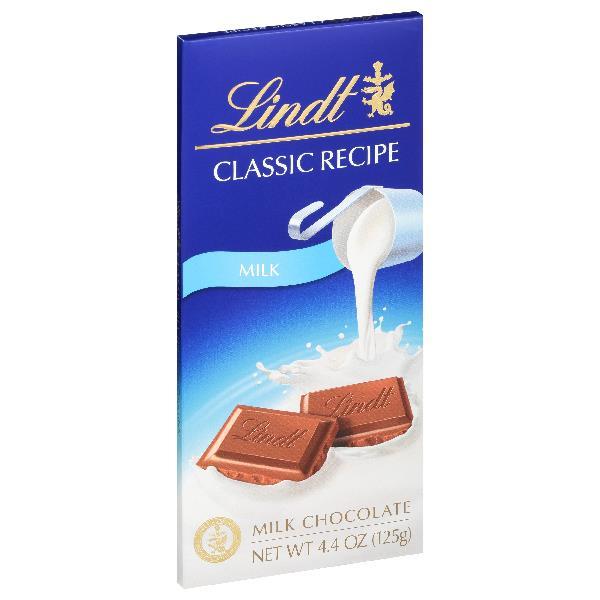 Lindor Classic Recipe Chocolate Bar Milk Chocolate 4.4 Ounce Size - 72 Per Case.