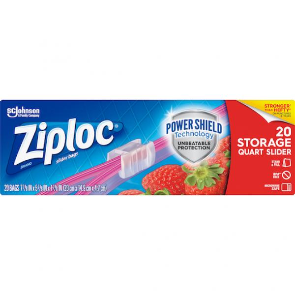 Ziploc Slider Quart Storage Bag 20 Count Packs - 12 Per Case.