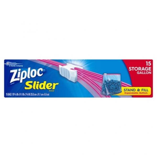 Ziploc Slider Storage Bag 15 Count Packs - 12 Per Case.