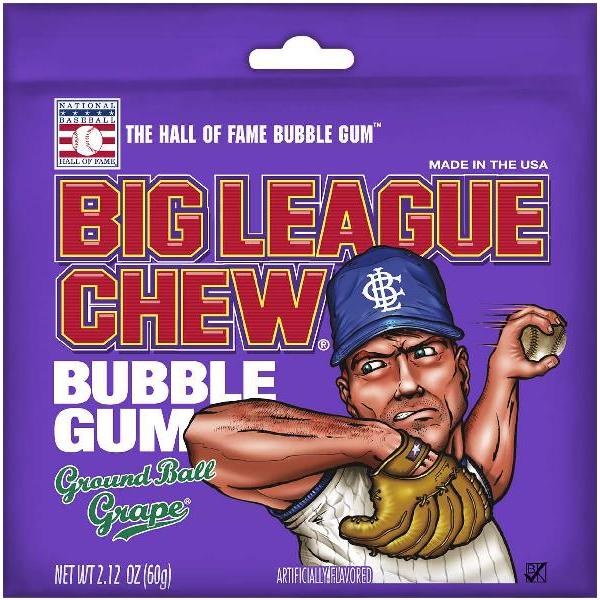Big League Chew Bubblegum Grape 2.12 Ounce Size - 108 Per Case.