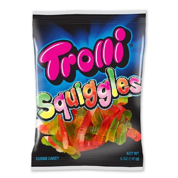 Trolli Squiggles Gummies Peg Bag 5 Ounce Size - 12 Per Case.