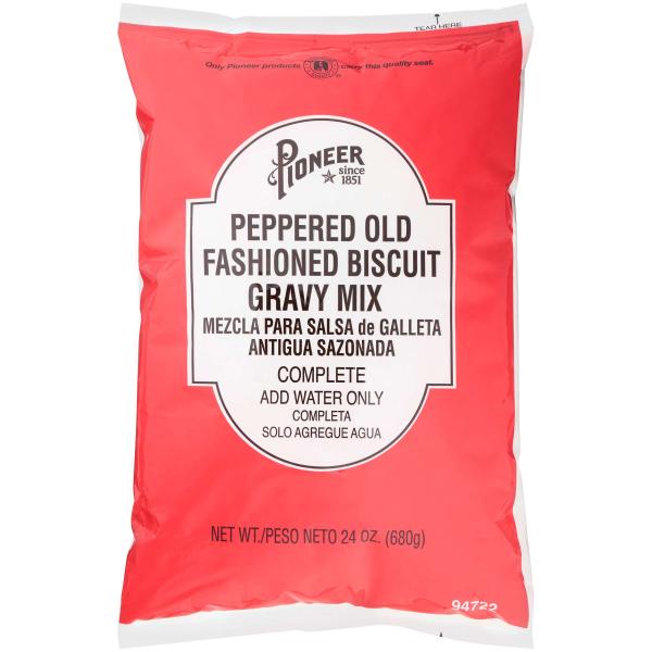 Pioneer Peppered Old Fashioned Biscuit Gravymix 24 Ounce Size - 6 Per Case.