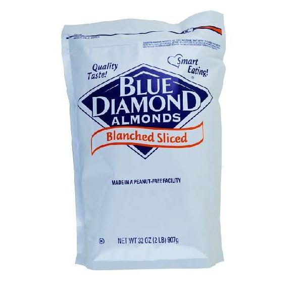 Blue Diamond Almonds Almonds Blanched Sliced 2 Pound Each - 4 Per Case.