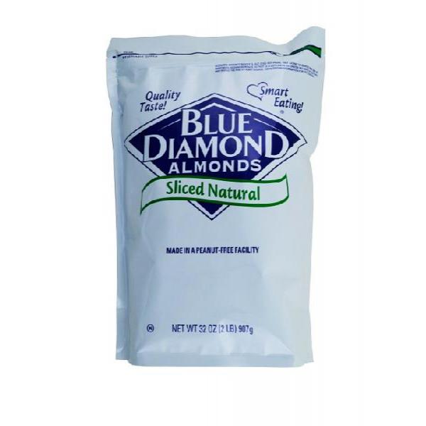 Blue Diamond Almonds Almonds Natural Sliced 2 Pound Each - 4 Per Case.