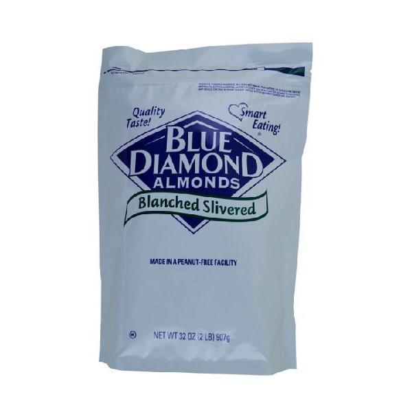 Blue Diamond Almonds Almonds Blanched Slivered 2 Pound Each - 4 Per Case.