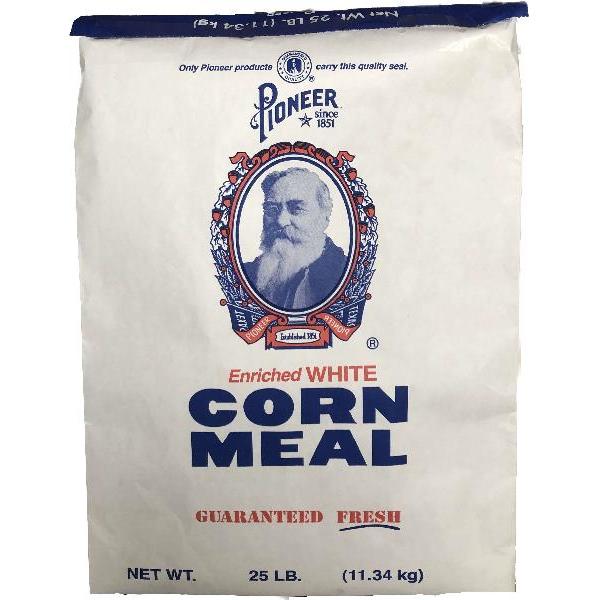 Pioneer Enriched White Corn Meal 25 Pound Each - 1 Per Case.