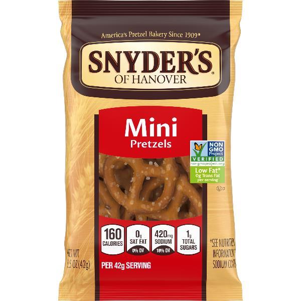 Snyder's Of Hanover Mini Pretzels Snack 1.5 Ounce Size - 60 Per Case.