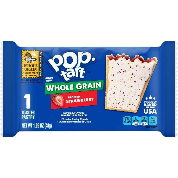 Kellogg's Pop-Tarts Whole Grain Frosted Strawberry 1.69 Ounce Size - 120 Per Case.