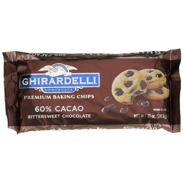 Ghirardelli Cacao Bittersweet Baking Chip 10 Ounce Size - 12 Per Case.