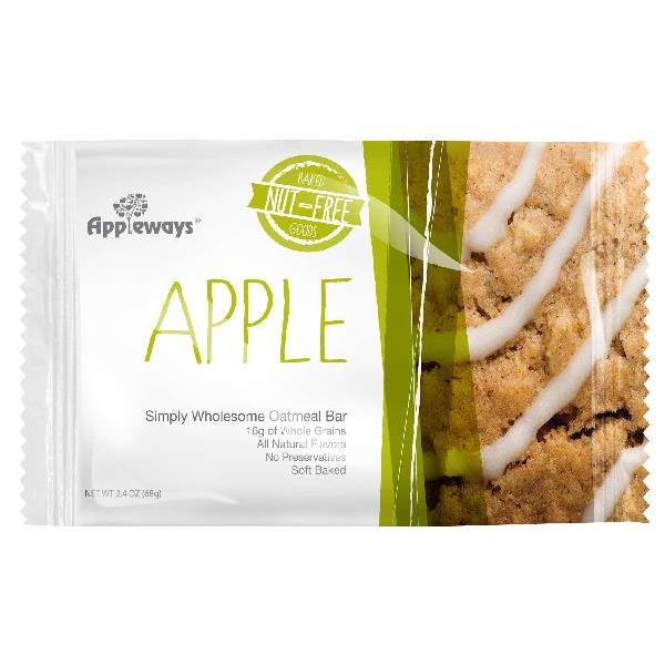 Appleways Whole Grain Soft Oatmeal Apple Bars Individually Wrapped 1 Count Packs - 160 Per Case.