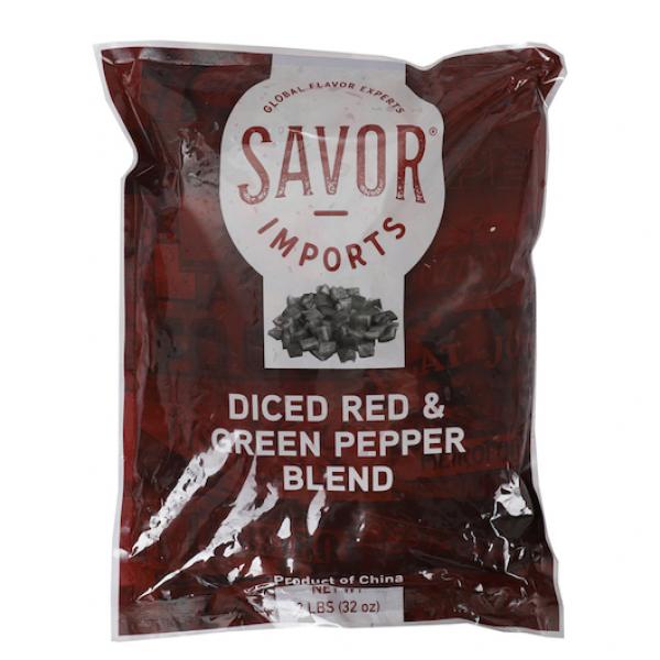 Savor Imports Diced Red & Green Pepper Blend 2 Pound Each - 6 Per Case.