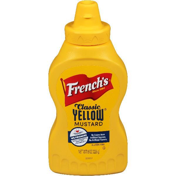 Mustard Yellow Squeeze Bottle French's 8 Ounce Size - 12 Per Case.