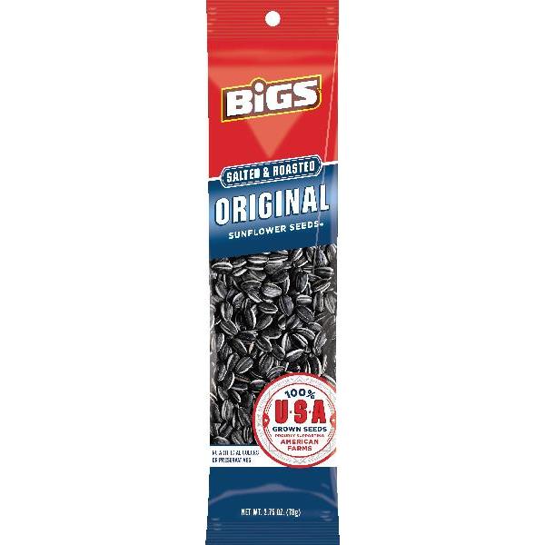 Bigs Original Salted And Roasted Sunflower Seeds 2.75 Ounce Size - 72 Per Case.
