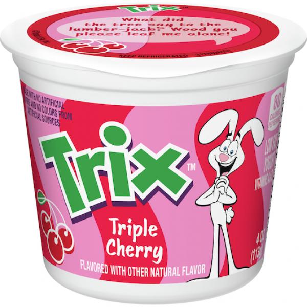 Yoplait® Trix™ Low Fat Yogurt Reduced Sugar Single Serve Cup Triple Cherry 4 Ounce Size - 48 Per Case.