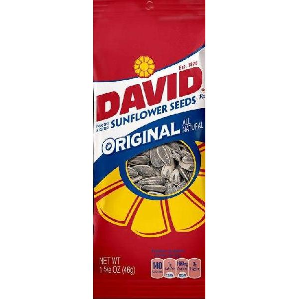 David Original Sunflower Seeds 1.625 Ounce Size - 144 Per Case.