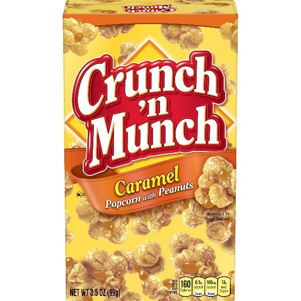Crunch 'n Munch Caramel Popcorn With Peanuts 3.5 Ounce Size - 12 Per Case.