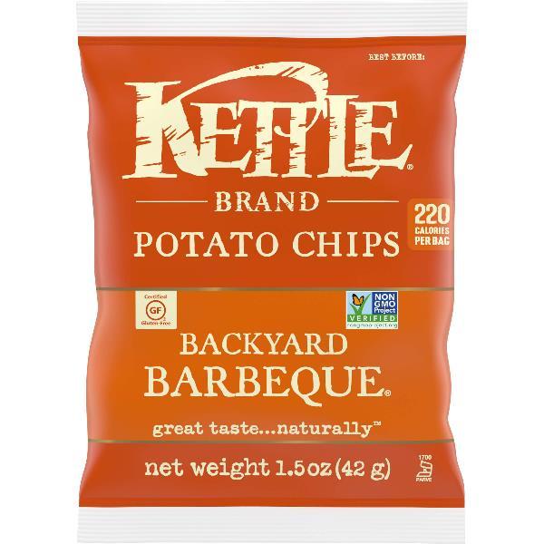 Kettle Brand Potato Chips Backyard Barbequekettle Chips Snack Bag 1.5 Ounce Size - 24 Per Case.