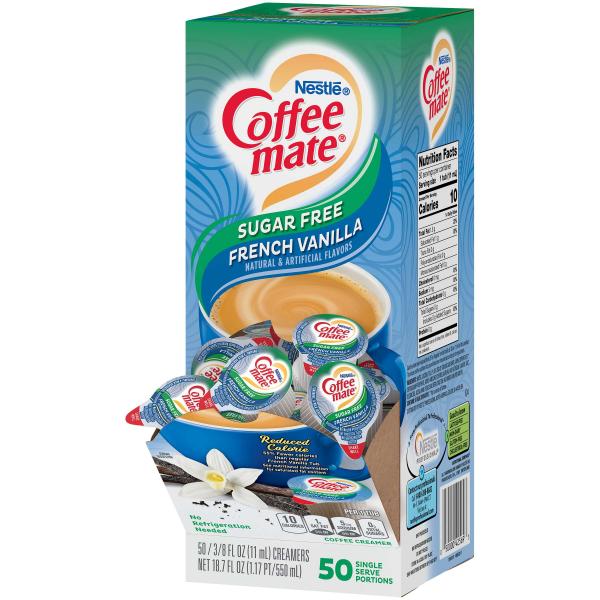 Nestle Coffee Mate Coffee Creamer Sugar Freefrench Vanilla Flavor Liquid Creamer Singles 18.7 Fluid Ounce - 4 Per Case.