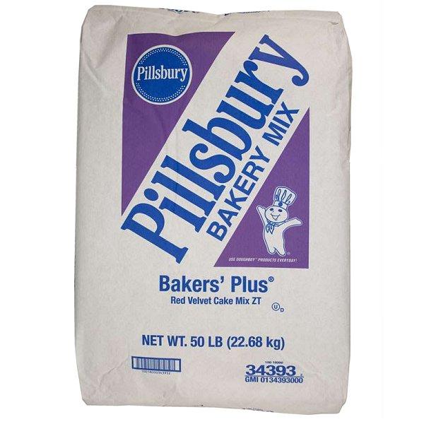 Pillsbury™ Baker's Plus™ Cake Mix Red Velvet 50 Pound Each - 1 Per Case.