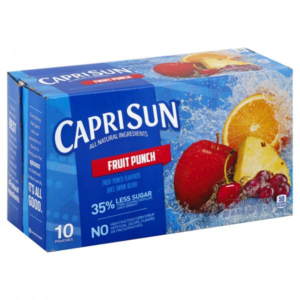 Capri Sun Ready To Drink Fruit Punch Soft Drink, 60 Fluid Ounce - 4 Per Case.