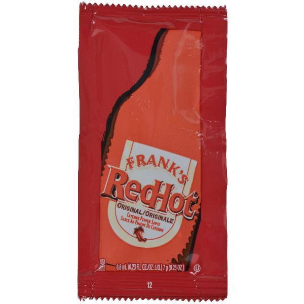 Frank's Redhot Original Hot Sauce Packets Gr 7.19 Grams Each - 1 Per Case.