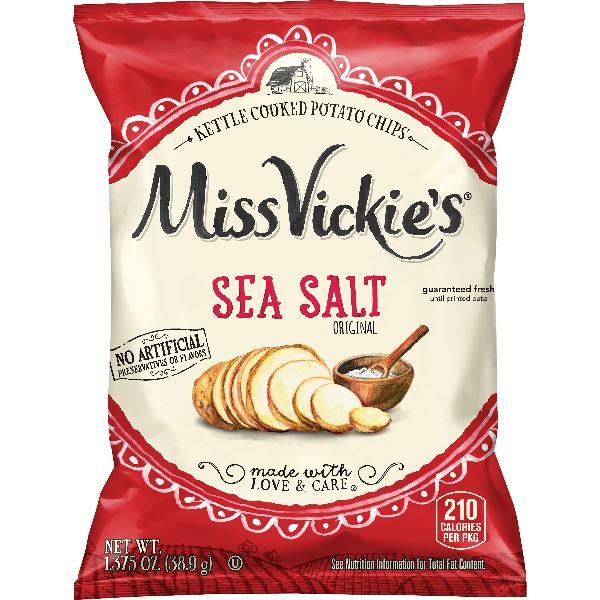 Miss Vickie's Kettle Cooked Potato Chips Seasalt Original 1.375 Ounce Size - 64 Per Case.