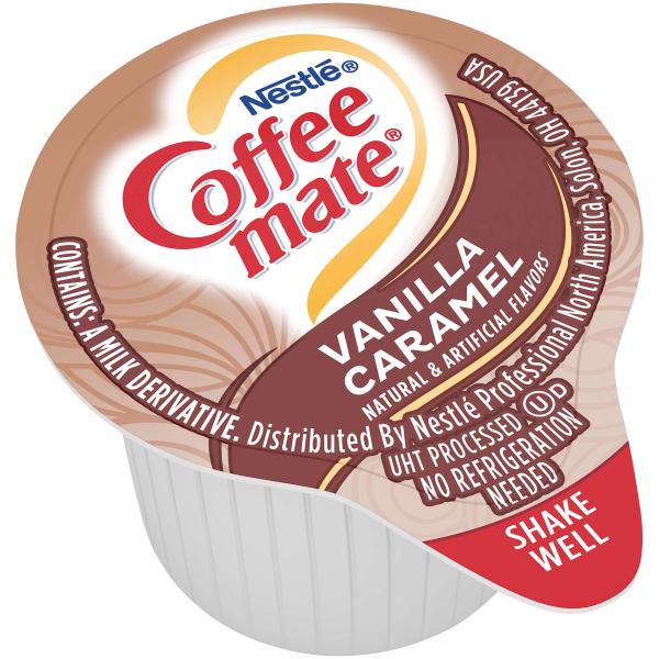 Nestle Coffee Mate Coffee Creamer Vanilla Caramel Flavor Liquid Creamer Singles 18.7 Fluid Ounce - 4 Per Case.