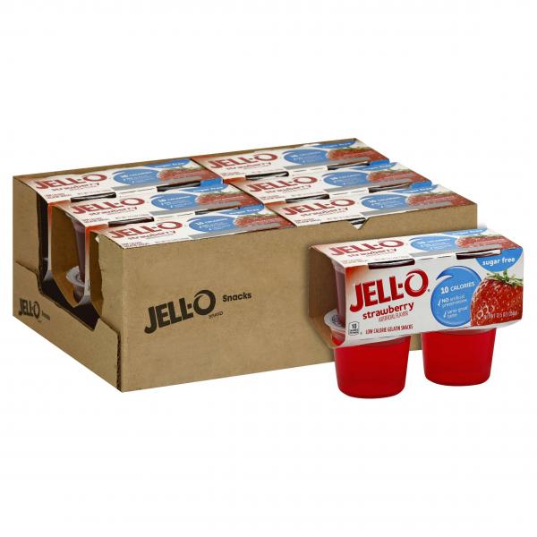 JELL-O Strawberry Sugar Free Gelatin 3.1 Ounce Cups (4/6 Count)