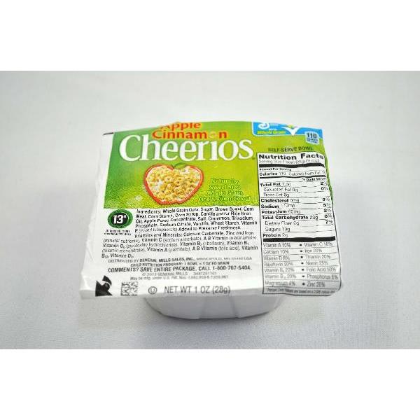 Cereal Bowl Pak Apple Cinnamon Cheerios 1 Ounce Size - 96 Per Case.