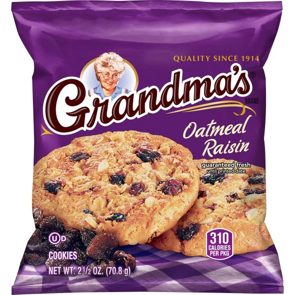 Grandma's Oatmeal Raisin 2.5 Ounce Size - 60 Per Case.